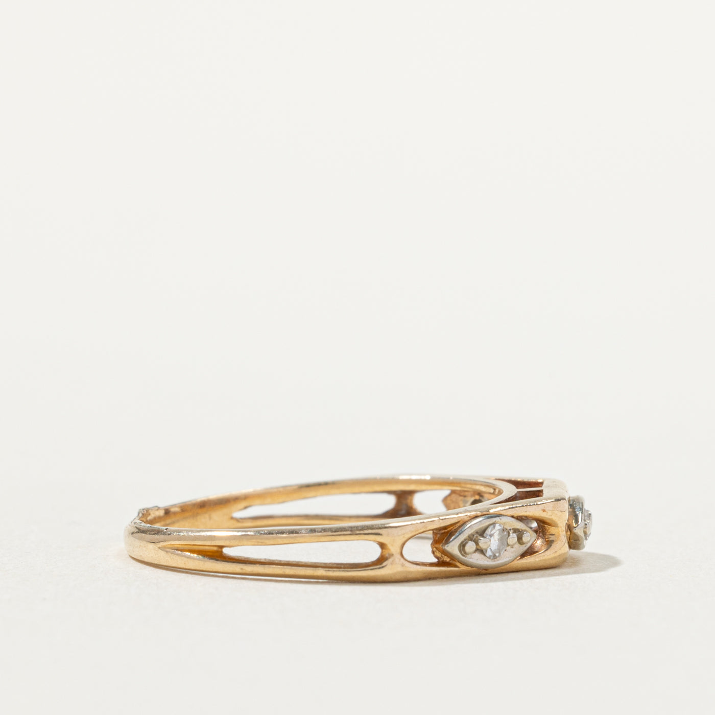 14k Diamond Marquise Patterned Band | SZ 6.5