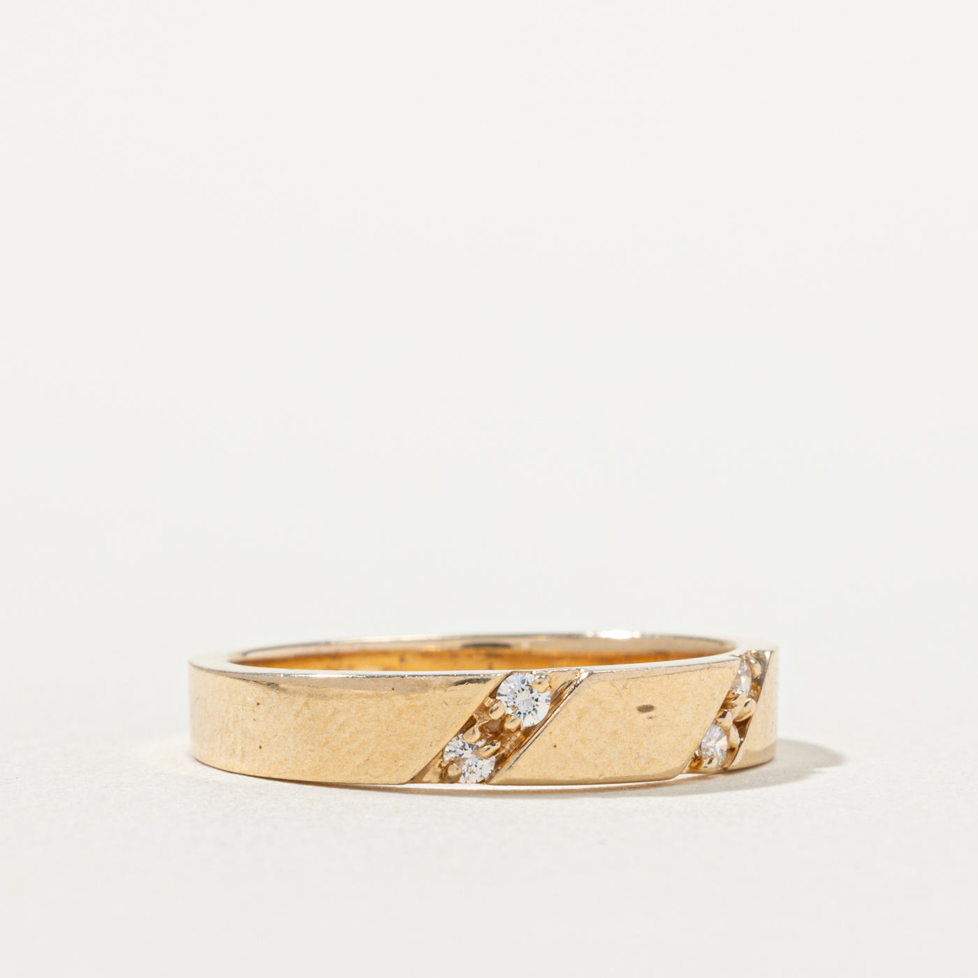 14k Diagonal Set Diamond Double Row Band | 3.75mm | SZ 6.75