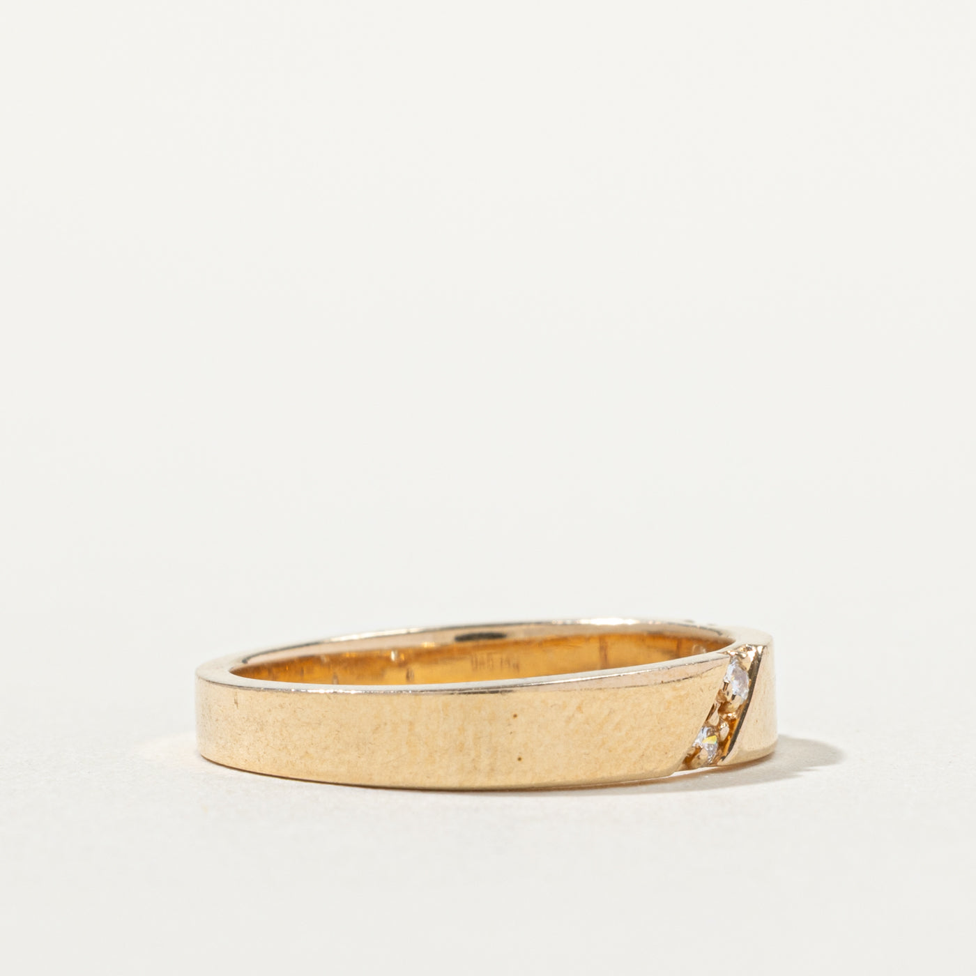 14k Diagonal Set Diamond Double Row Band | 3.75mm | SZ 6.75