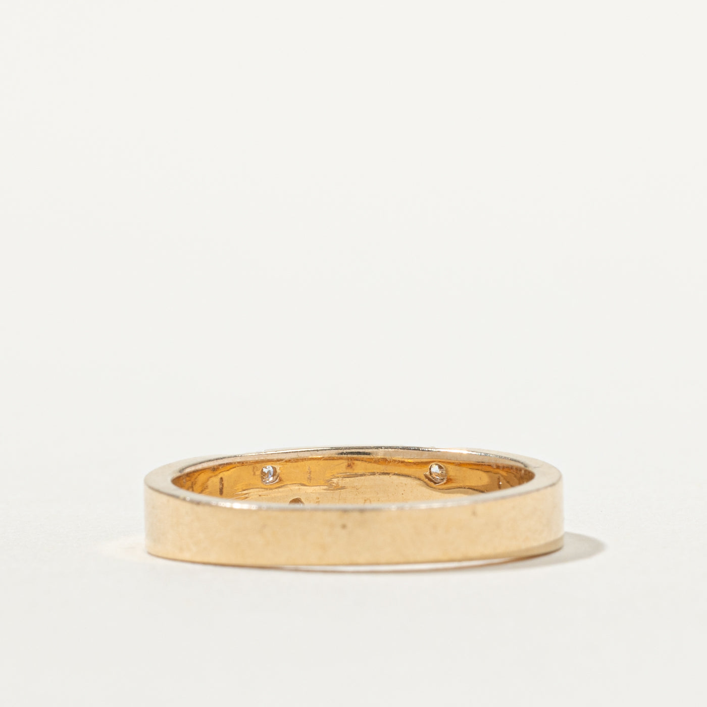 14k Diagonal Set Diamond Double Row Band | 3.75mm | SZ 6.75