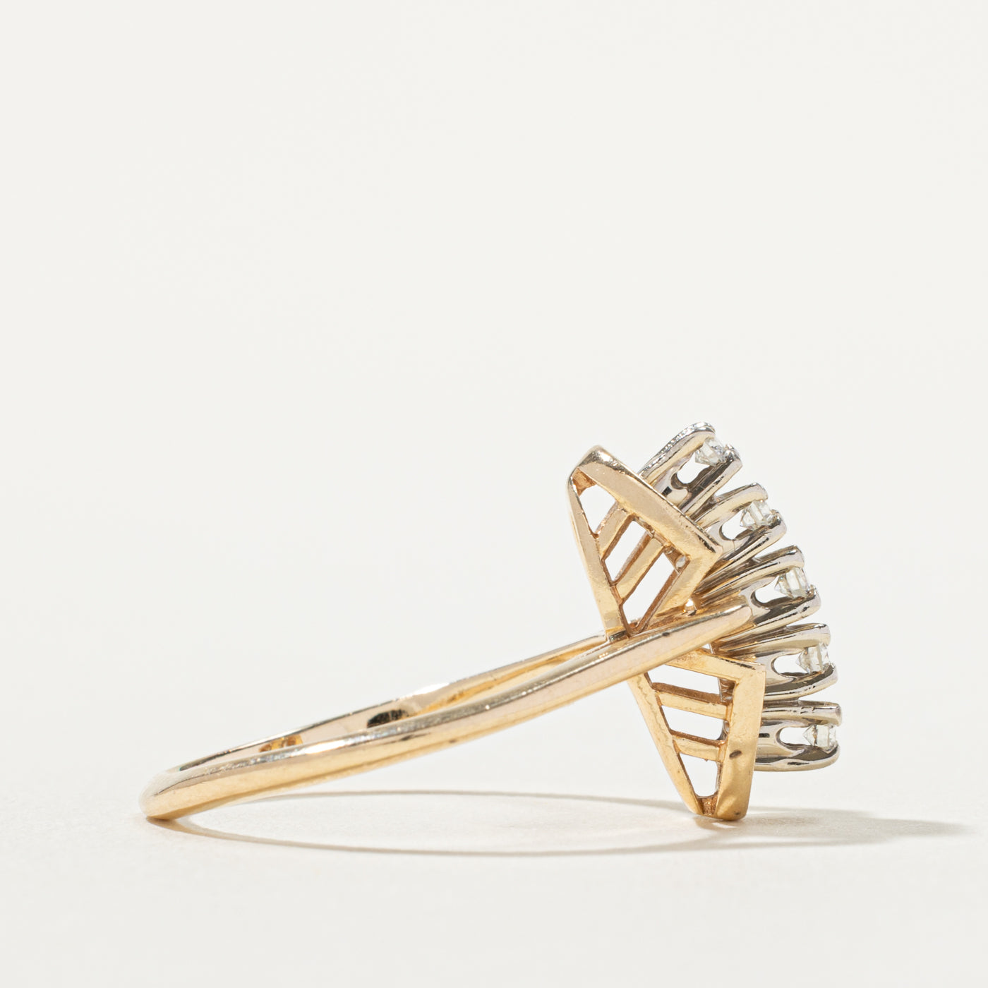 14k Five Stone Diamond Column Ring | SZ 7.75