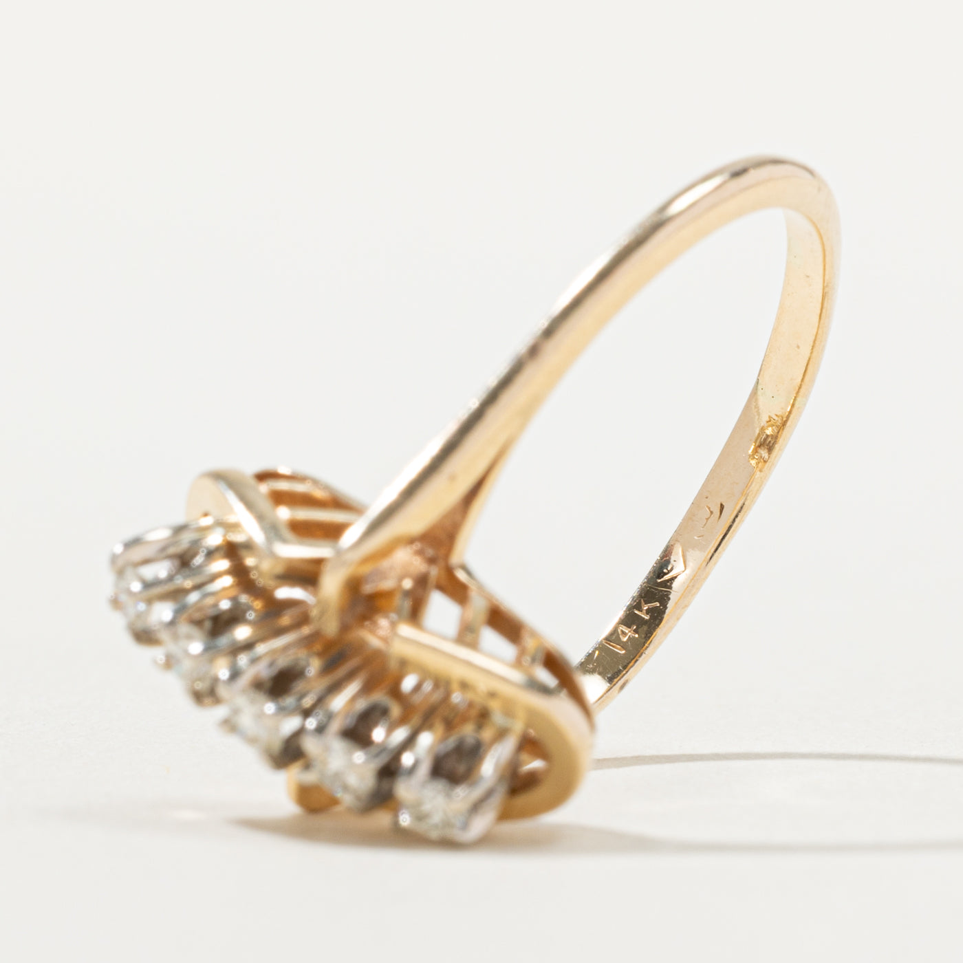 14k Five Stone Diamond Column Ring | SZ 7.75