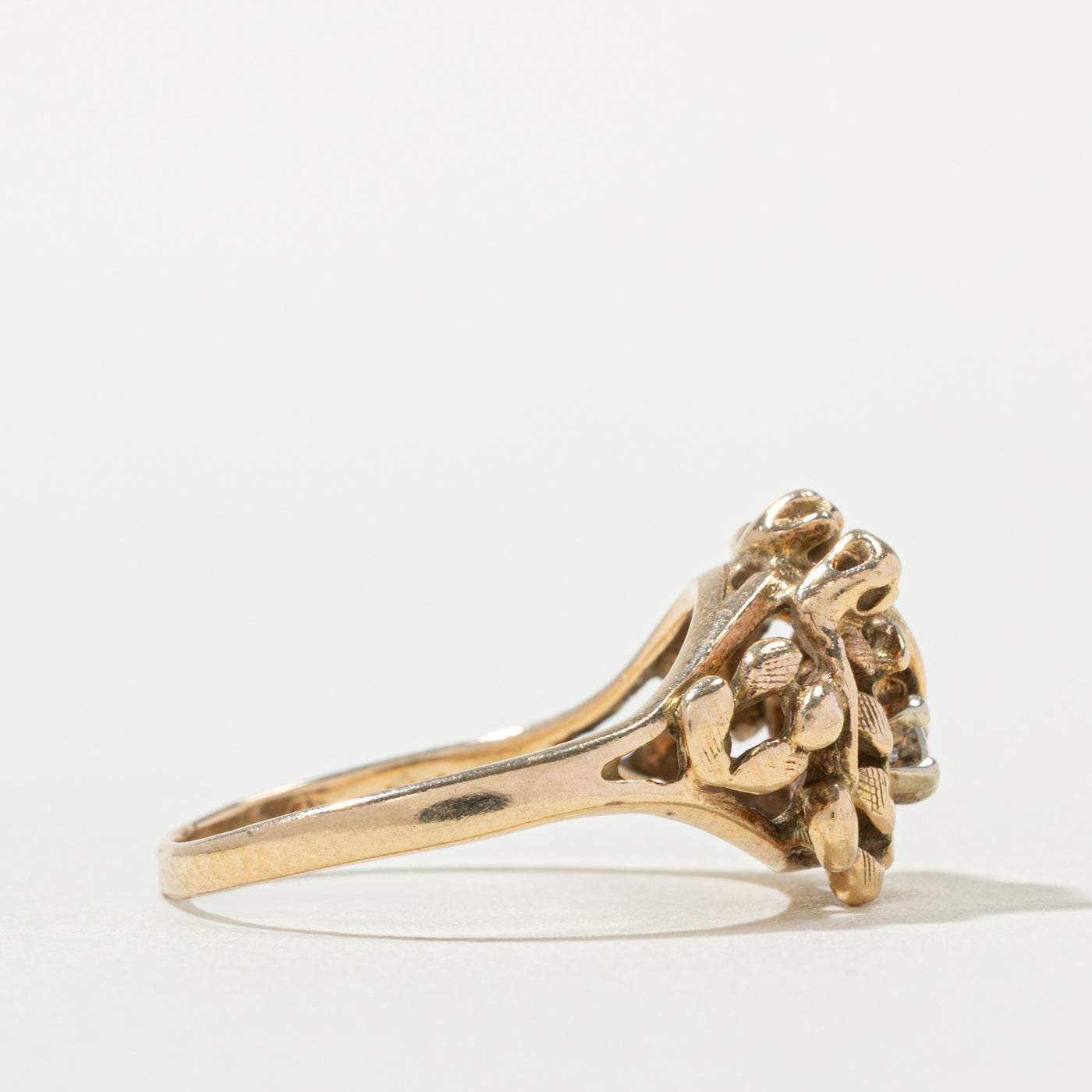 14k Diamond Floral Openwork Ring | SZ 6.5