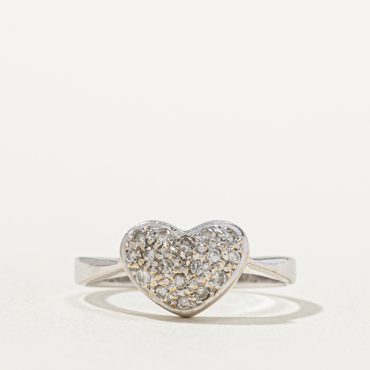18k Pave Diamond Puffed Heart Ring | SZ 6.5