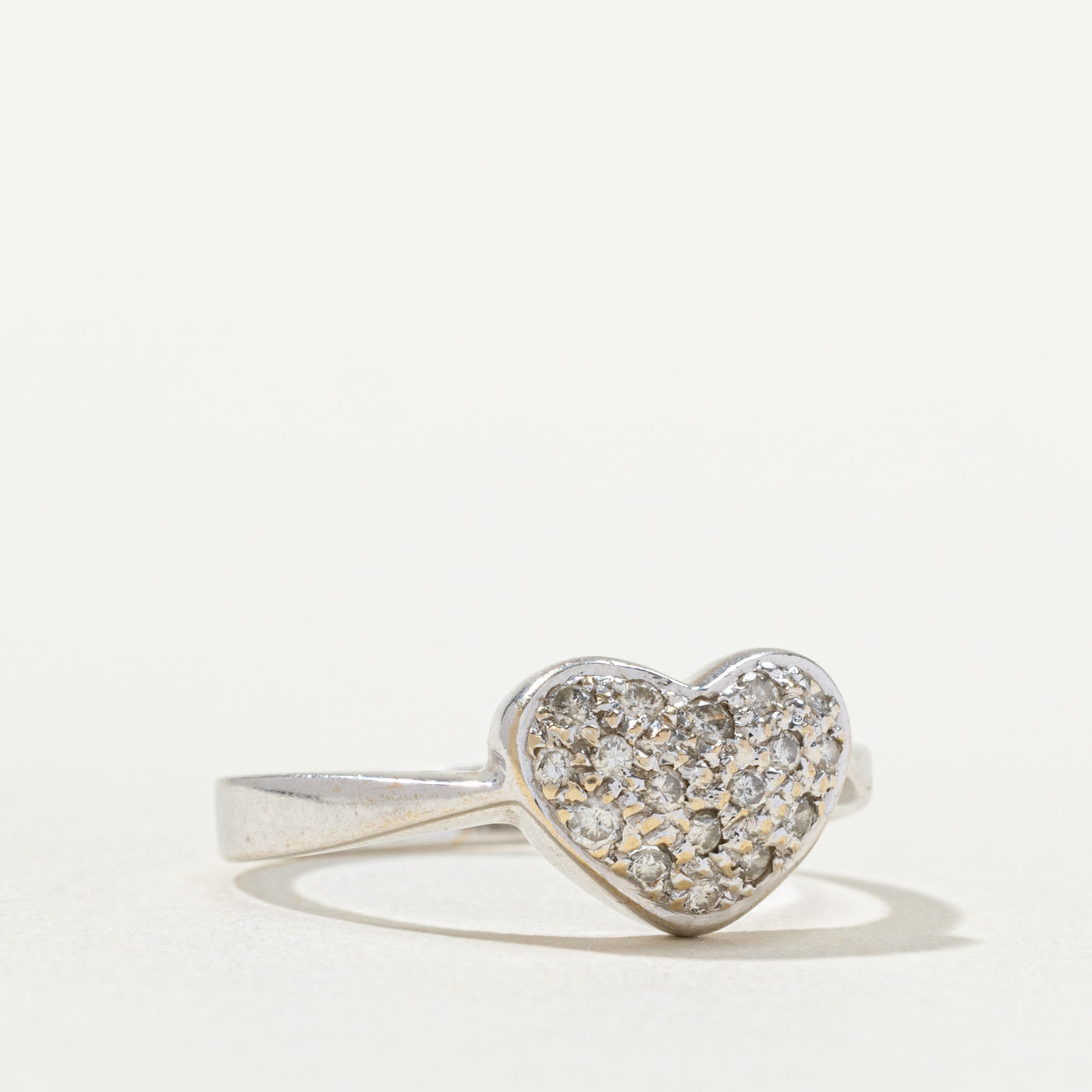 18k Pave Diamond Puffed Heart Ring | SZ 6.5