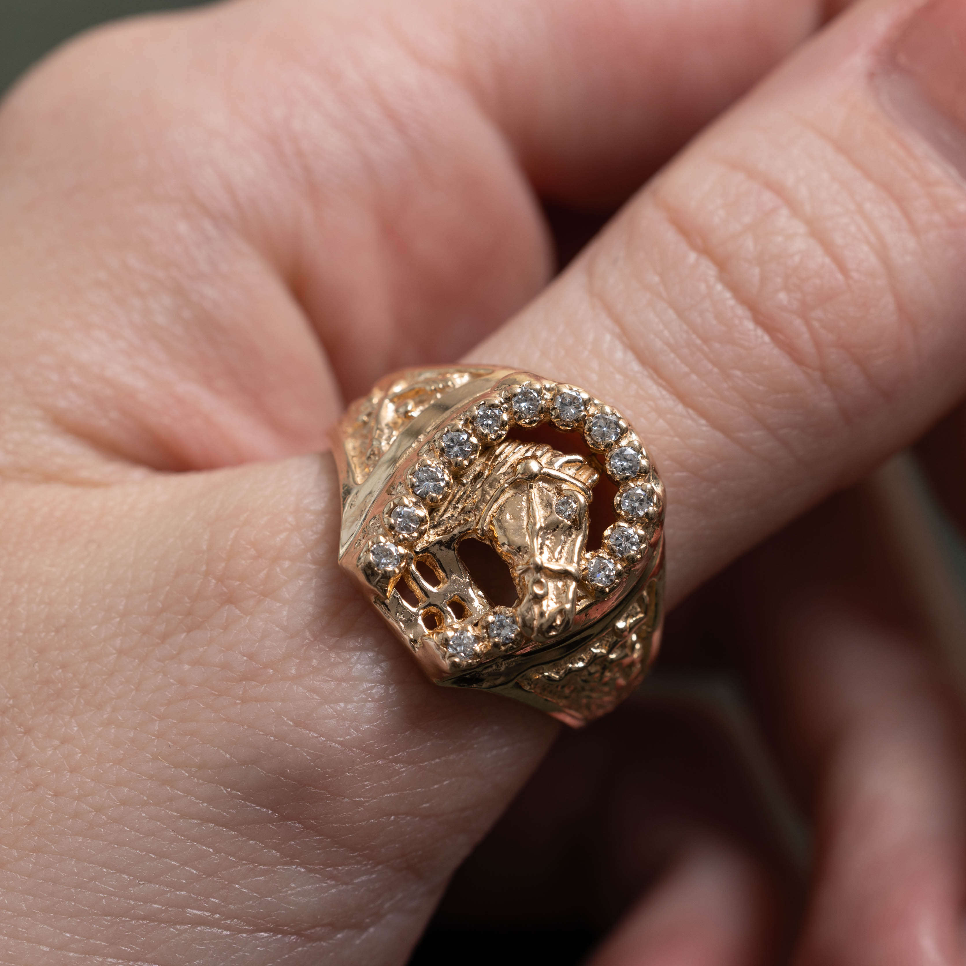 10k Horse & Horseshoe Signet Ring | SZ 9