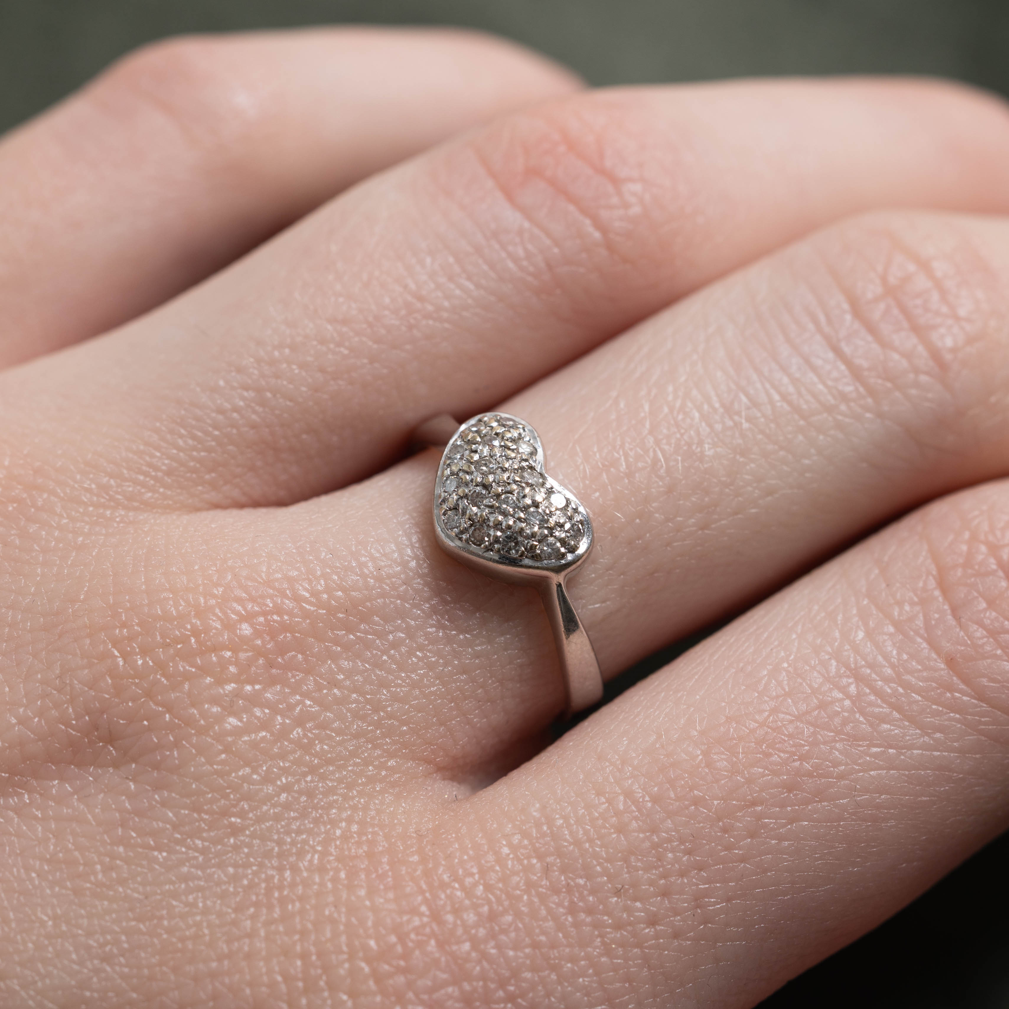 18k Pave Diamond Puffed Heart Ring | SZ 6.5