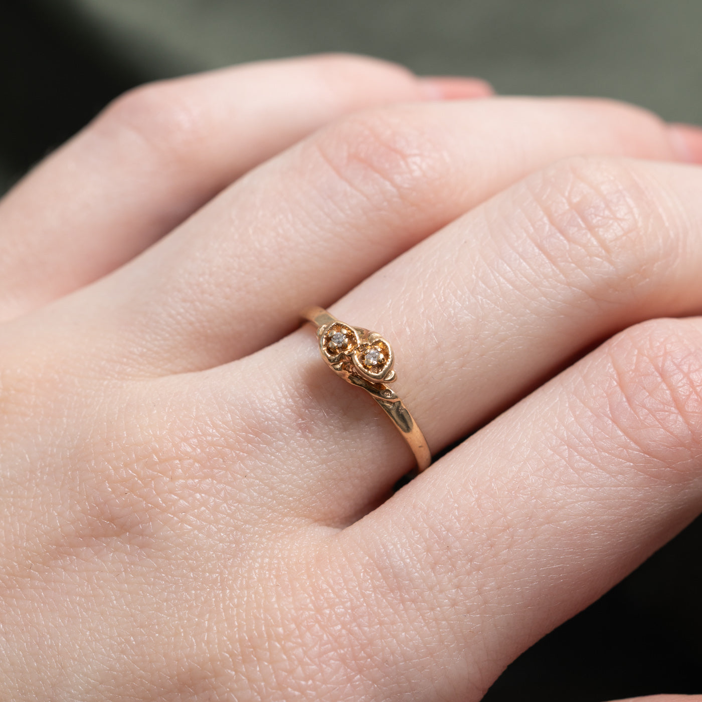 Two Stone Diamond Double Heart Ring | SZ 6.5