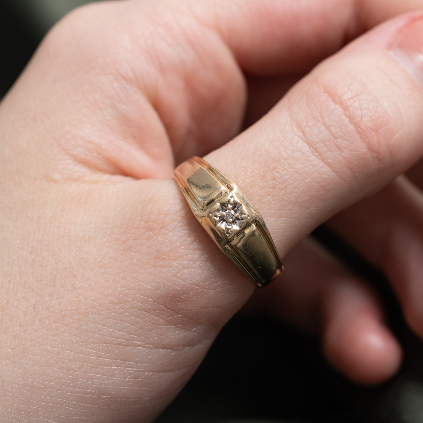 Bague sertie de diamants en étoile style milieu du siècle | Taille 10,5