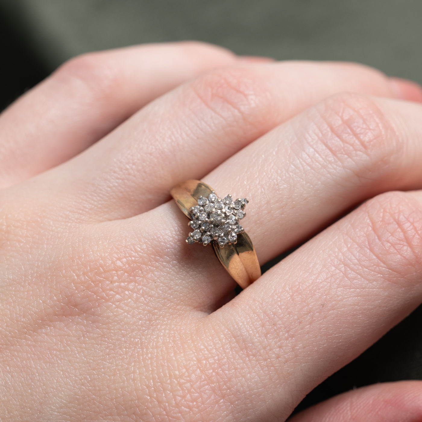 Bague sertie d'un diamant taille simple, style années 70 | Taille 7,25