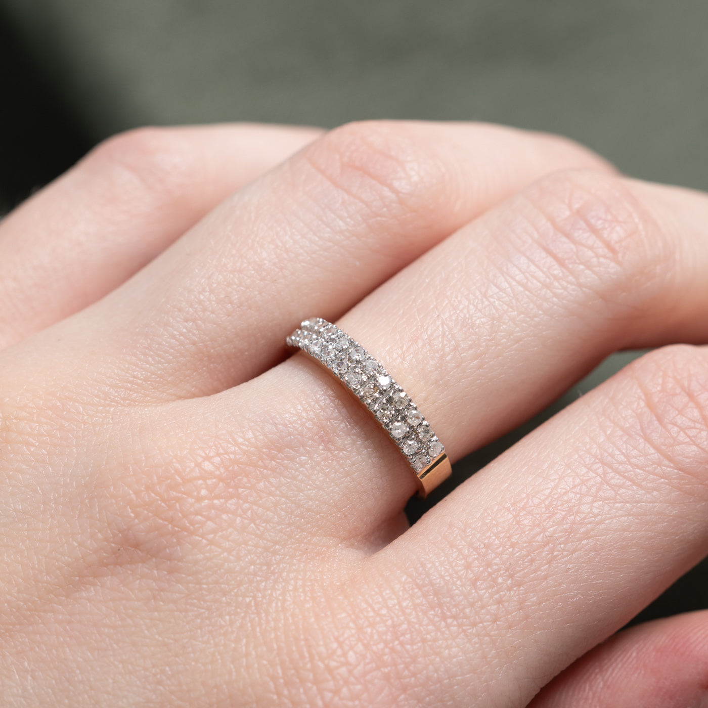 Pavé Set Diamond Double Row Band | SZ 6.5