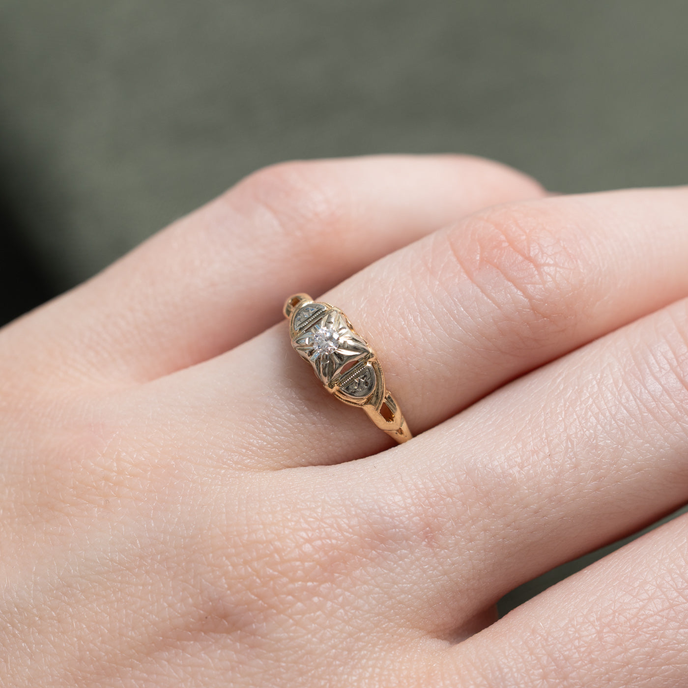 Bague rétro sertie de diamants illusion | Taille 4,75