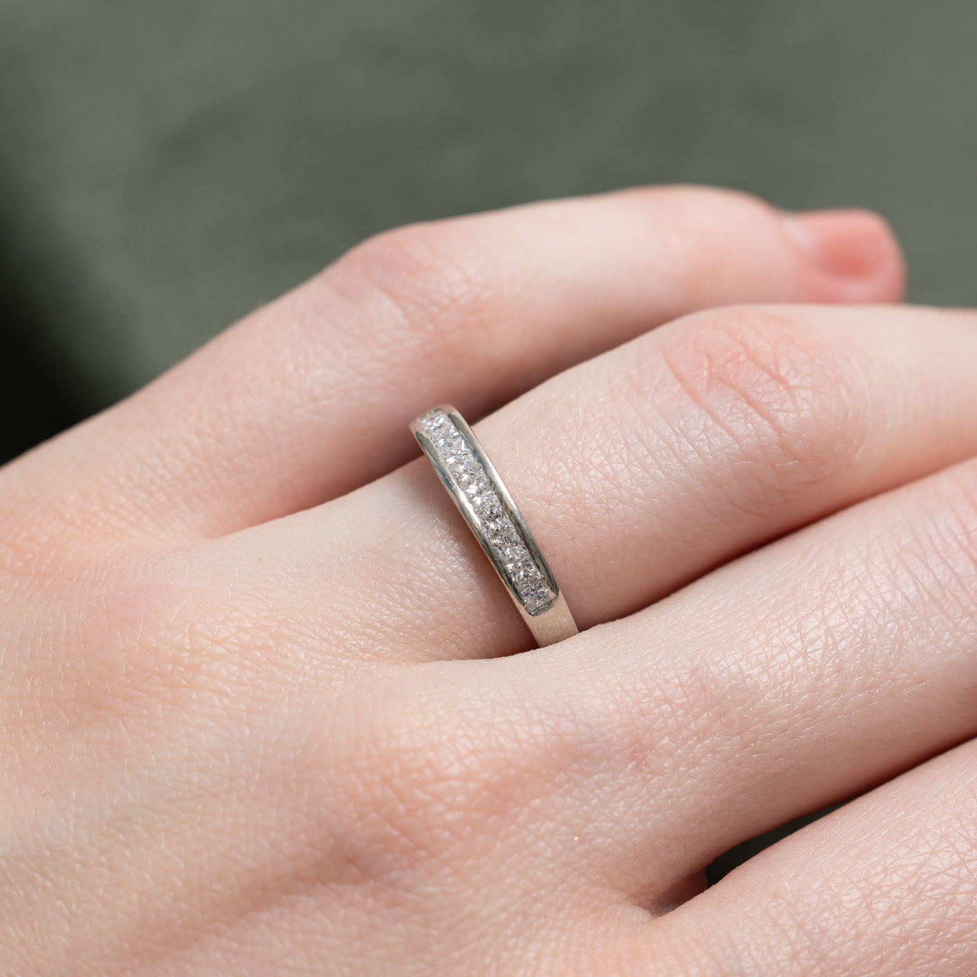 19k Semi Eternity Princess Cut Diamond Band | SZ 5.5