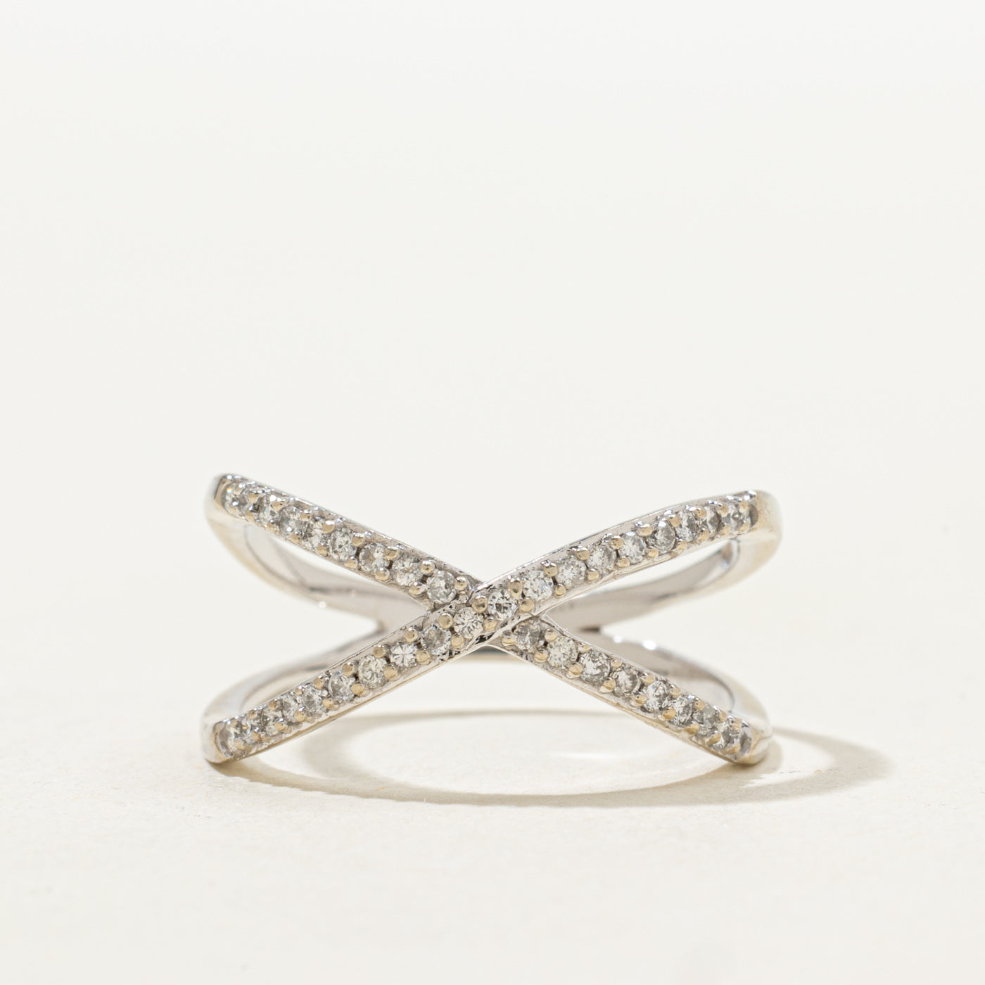 Pavé Set Diamond Crossover Ring | SZ 6.25