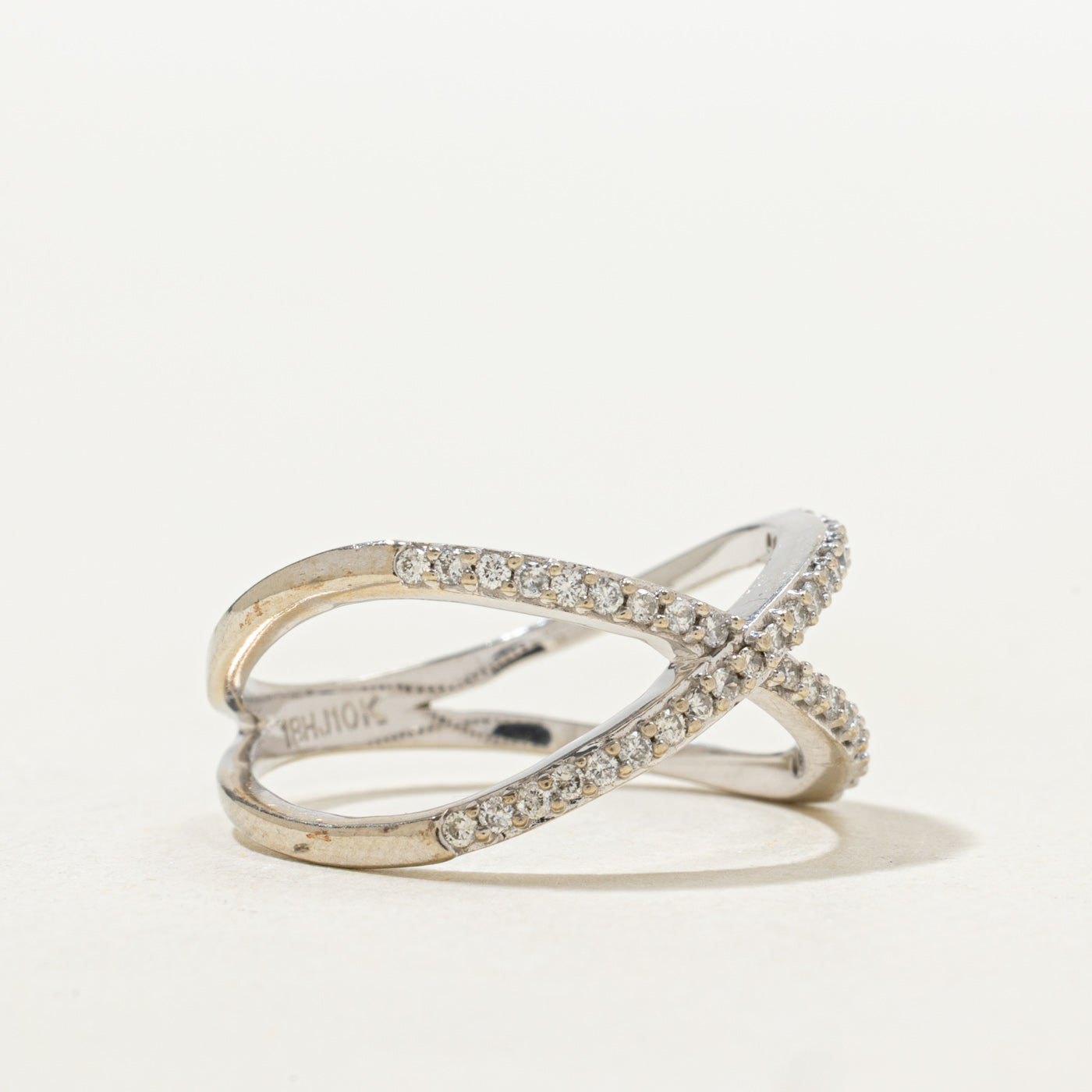 Pavé Set Diamond Crossover Ring | SZ 6.25