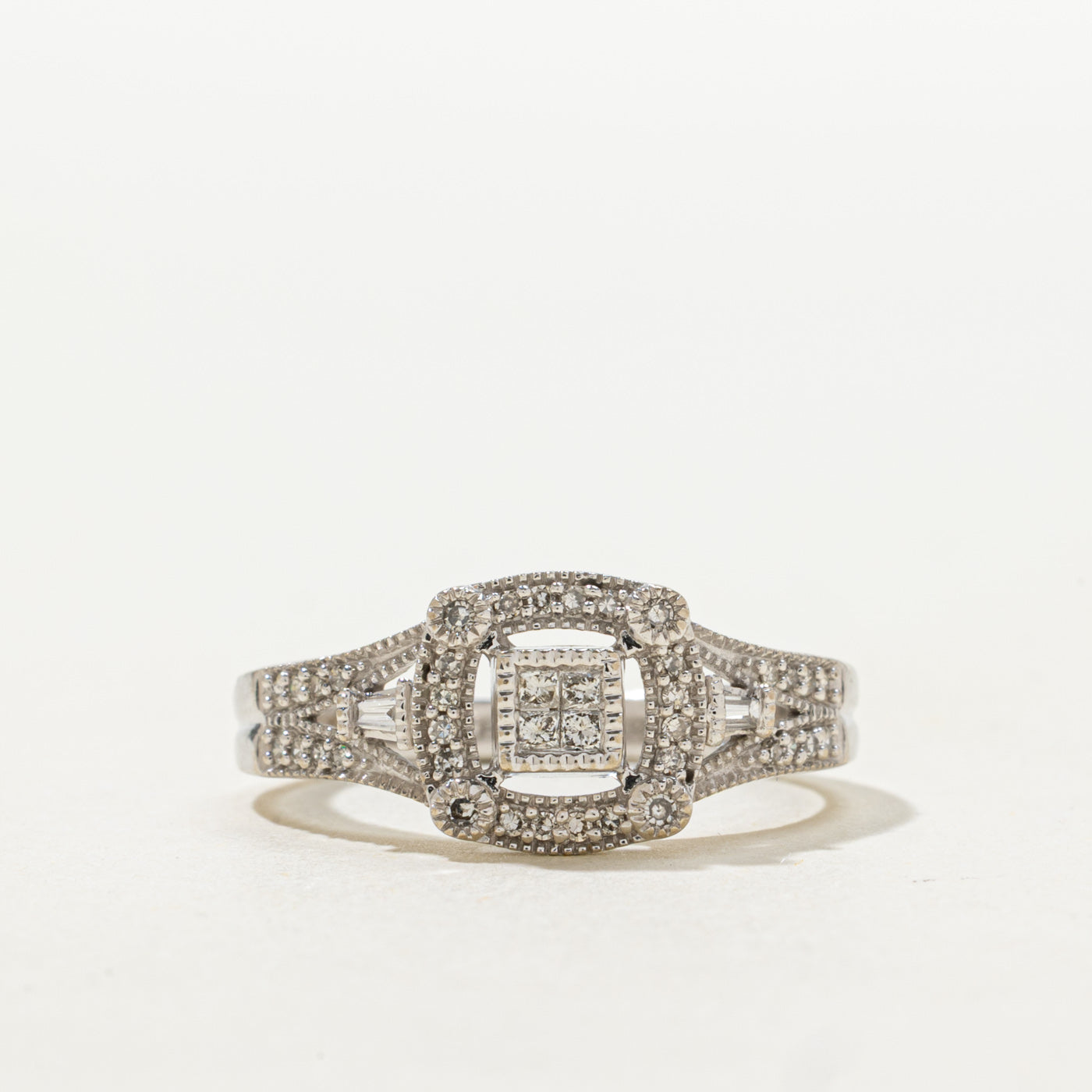 Bague sertie de diamants et ornée de millegrain | Taille 6,5