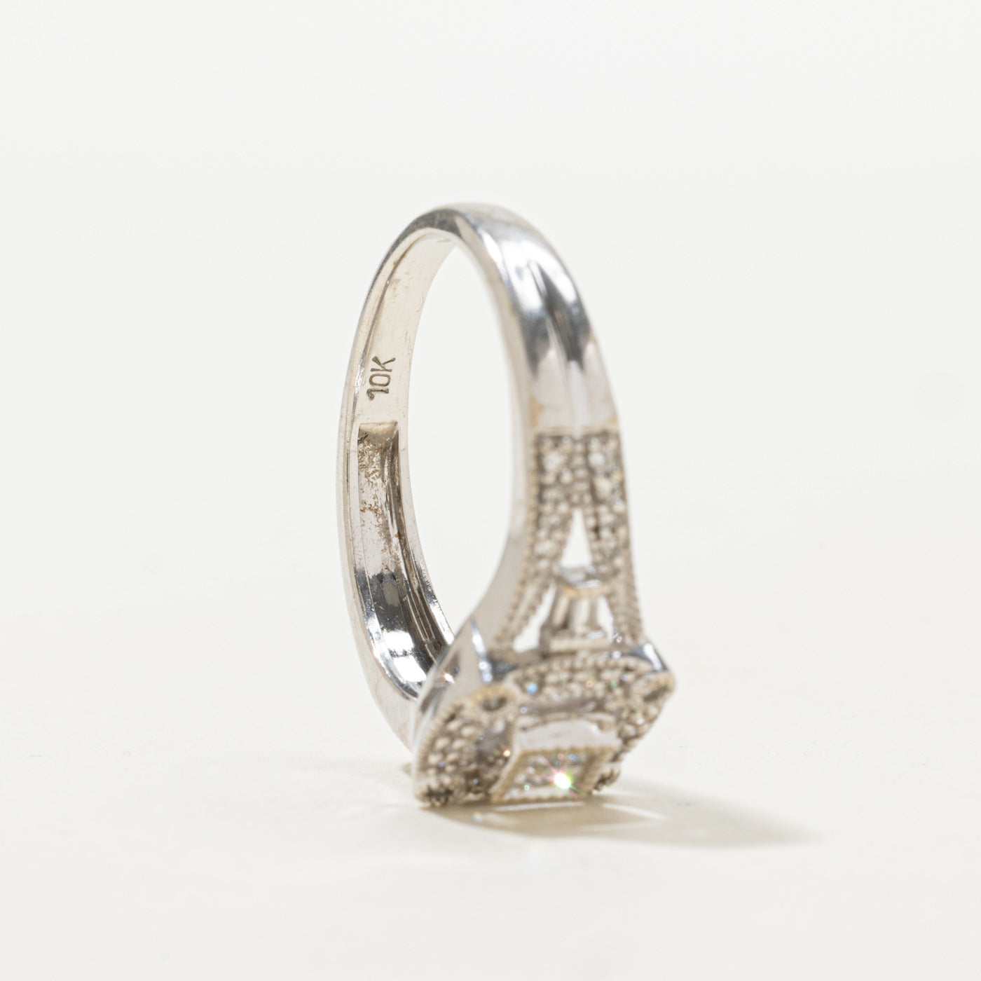 Bague sertie de diamants et ornée de millegrain | Taille 6,5