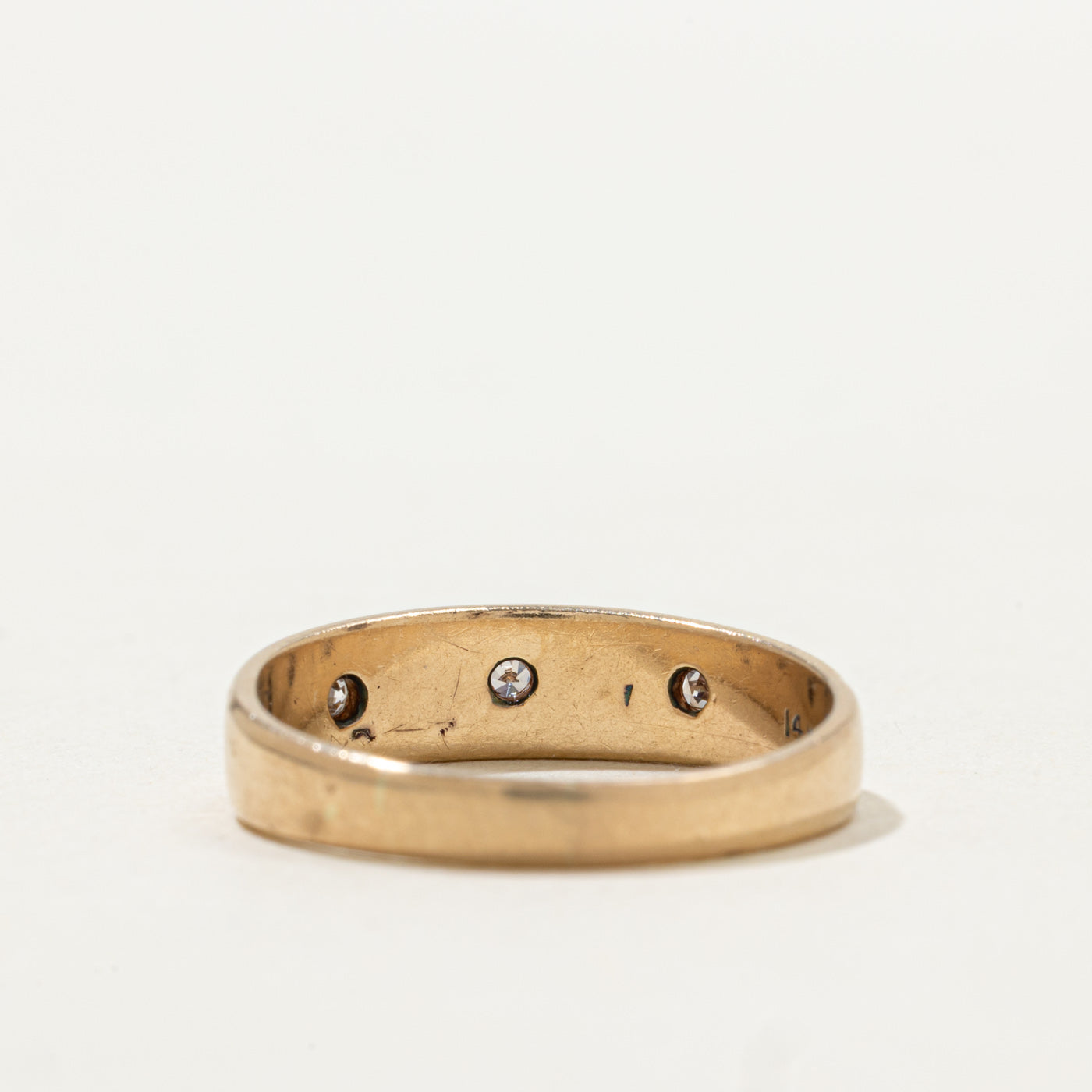 14k Three Stone Star Set Diamond Band | SZ 6.5