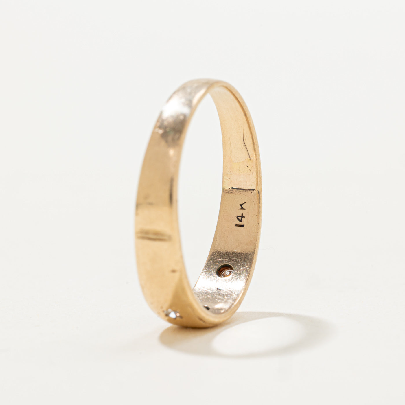 14k Three Stone Star Set Diamond Band | SZ 6.5
