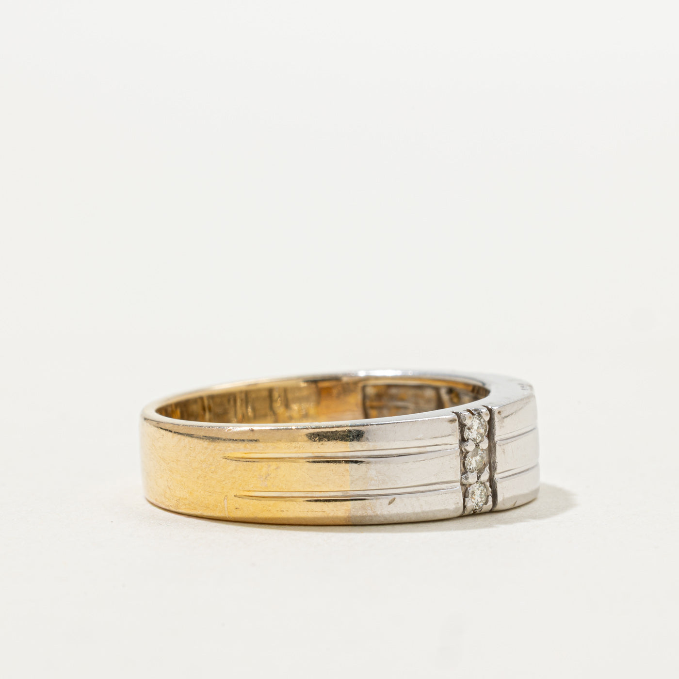 14k Diamond Multi Row Grooved Band | SZ 10.0