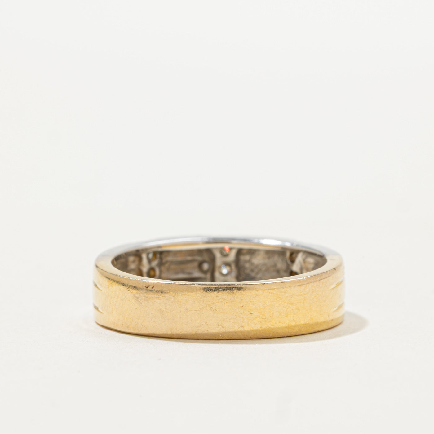 14k Diamond Multi Row Grooved Band | SZ 10.0