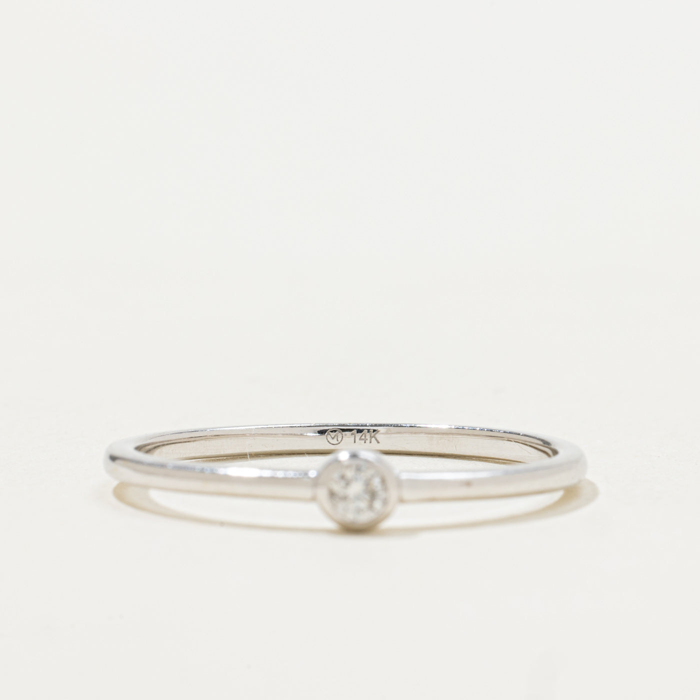 14k Bezel Set Diamond Petite Ring | SZ 9.25