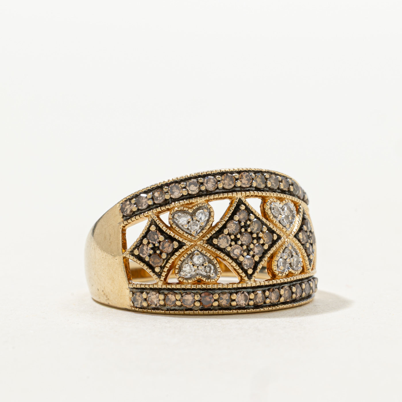 Diamond Geometric Milgrain Design Band | SZ 7.0