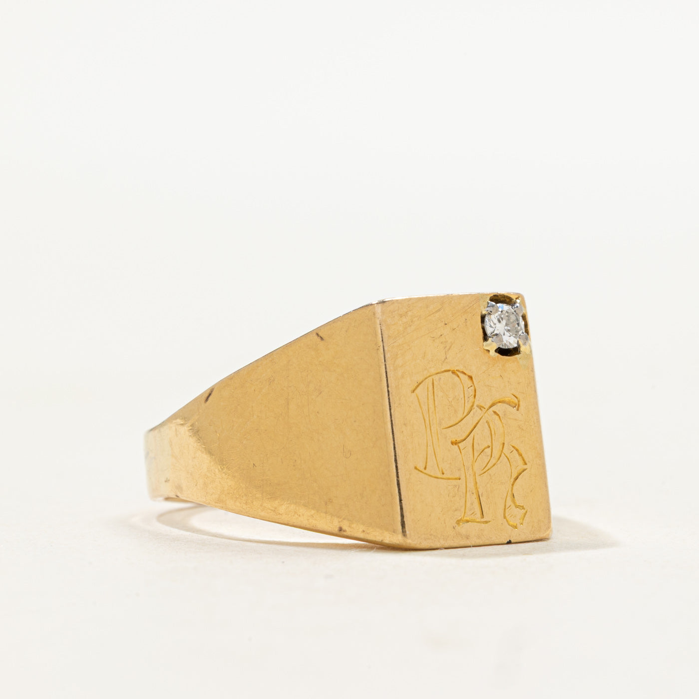 Bague chevalière en diamant gravée | Taille 8.0