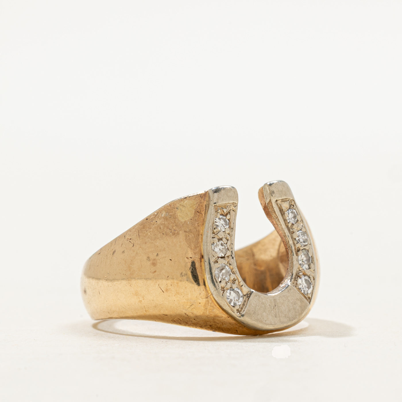 Bague fer à cheval bicolore en diamant | Taille 9,25