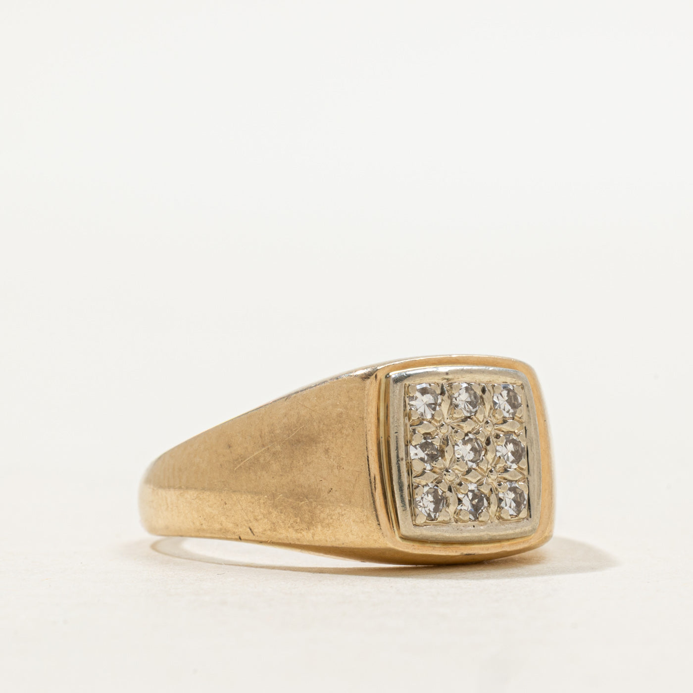 Diamond Grid Signet Ring | SZ 9.5