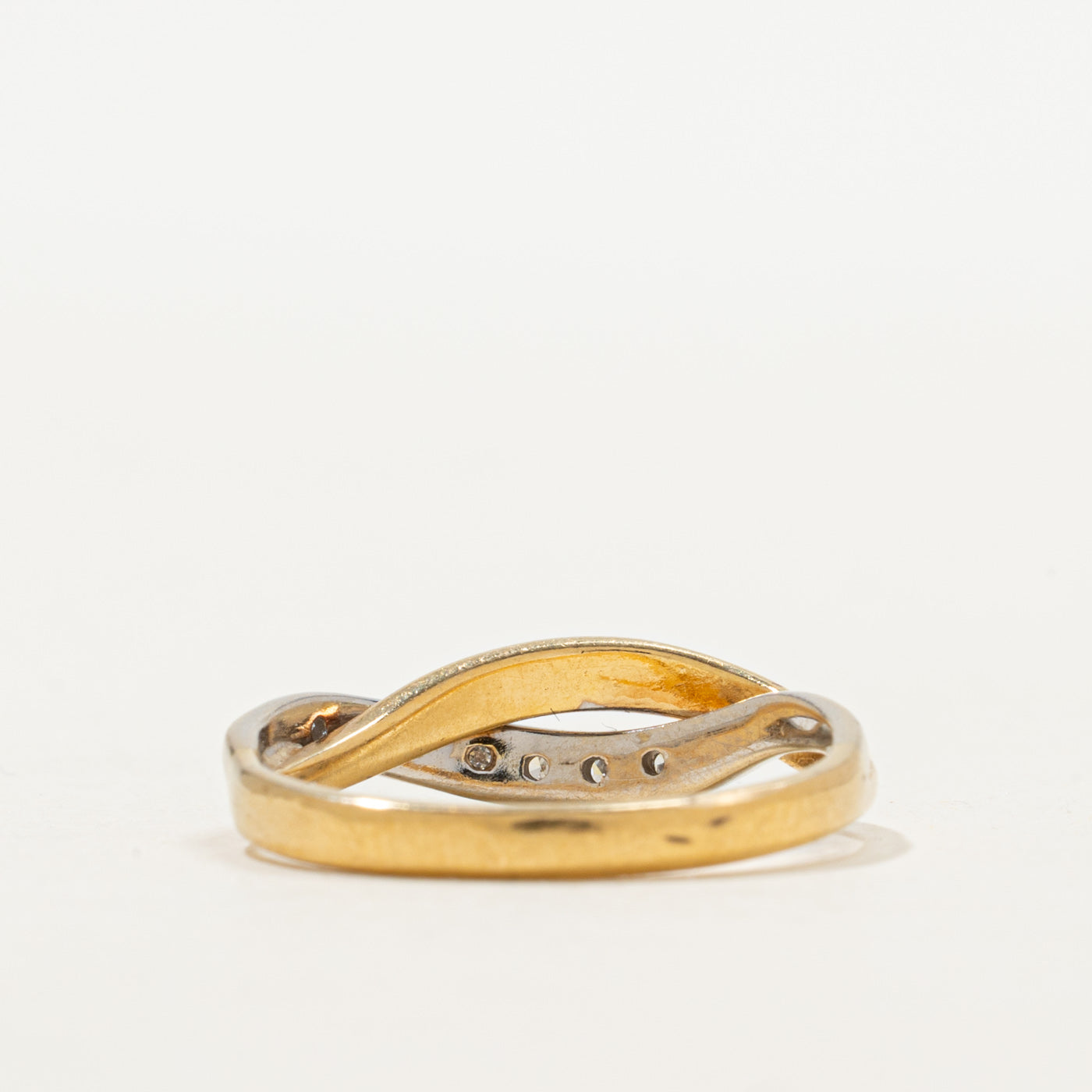 Bague croisée semi-éternité bicolore en diamants | Taille 6,5