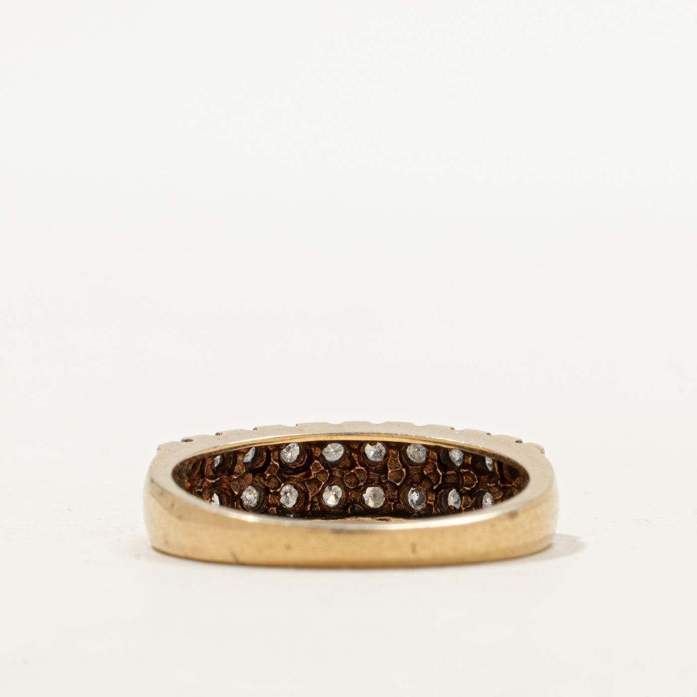 Double Row Illusion Set Diamond Textured Band | SZ 8.0
