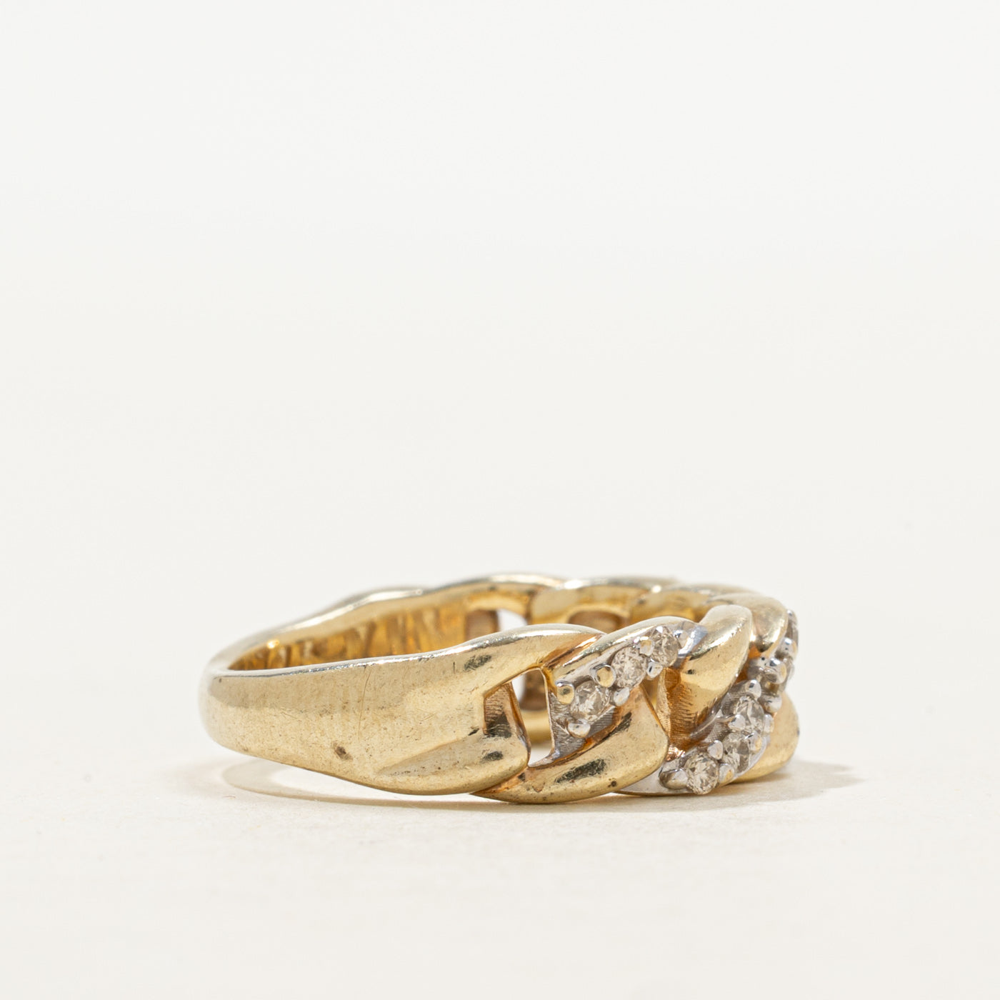 Bague chaîne cubaine diamantée | Taille 5.0