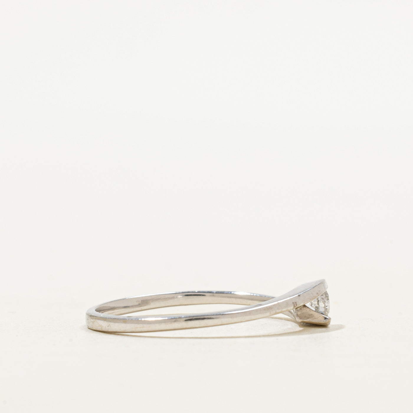 White Gold Solitaire Diamond Petite Bypass Ring | SZ 7.0