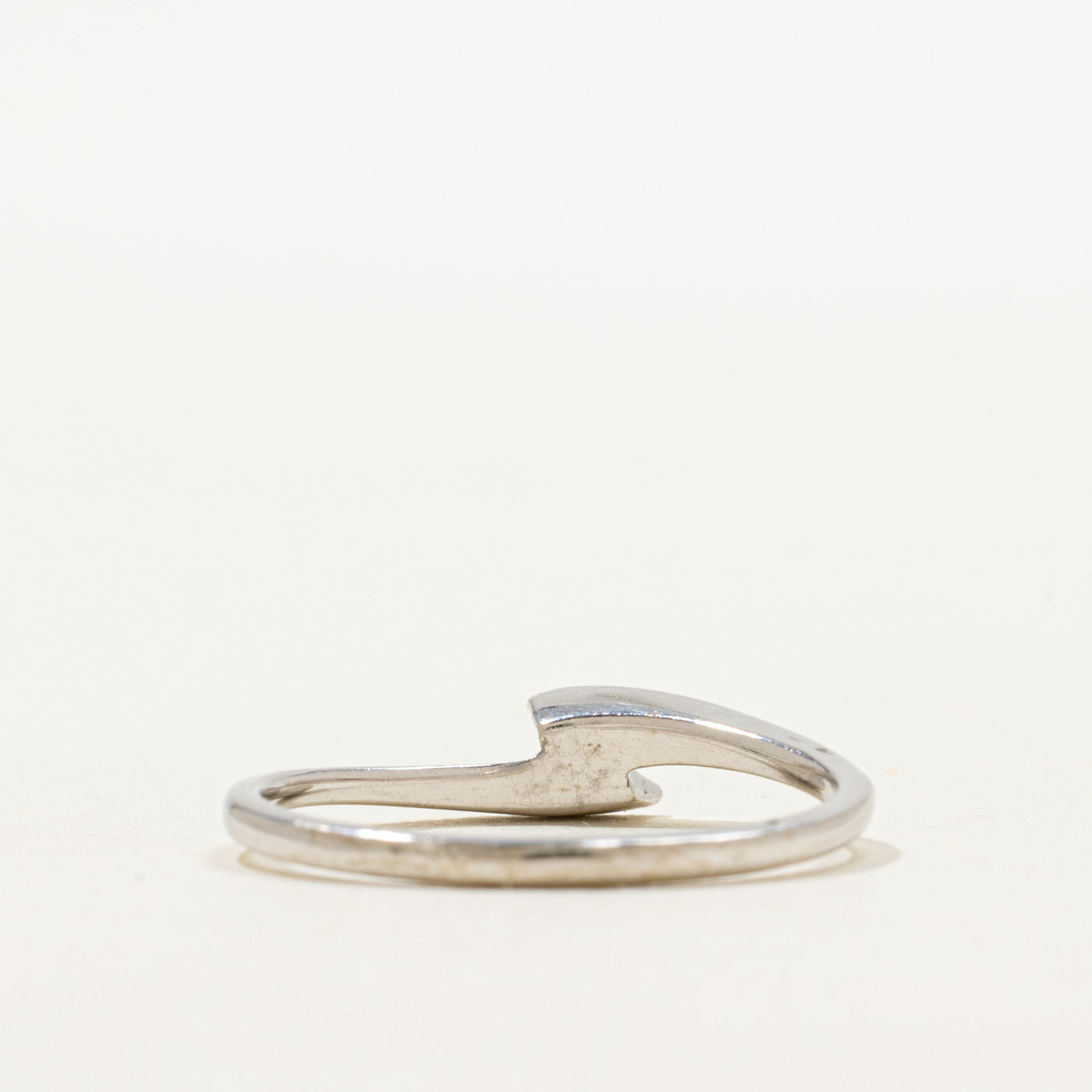 White Gold Solitaire Diamond Petite Bypass Ring | SZ 7.0