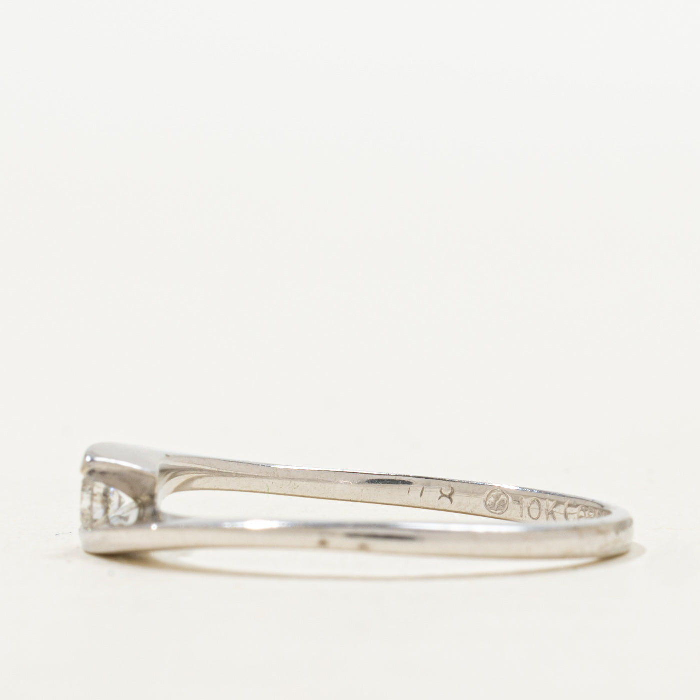 White Gold Solitaire Diamond Petite Bypass Ring | SZ 7.0