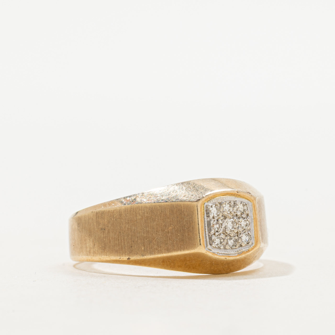 Diamond Square Cluster Signet Ring | SZ 9.75