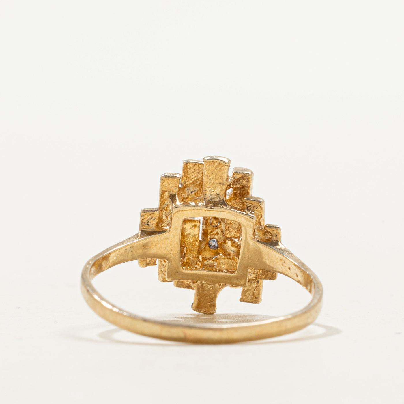 Two Tone Diamond Textured Geometric Ring | SZ 7.75