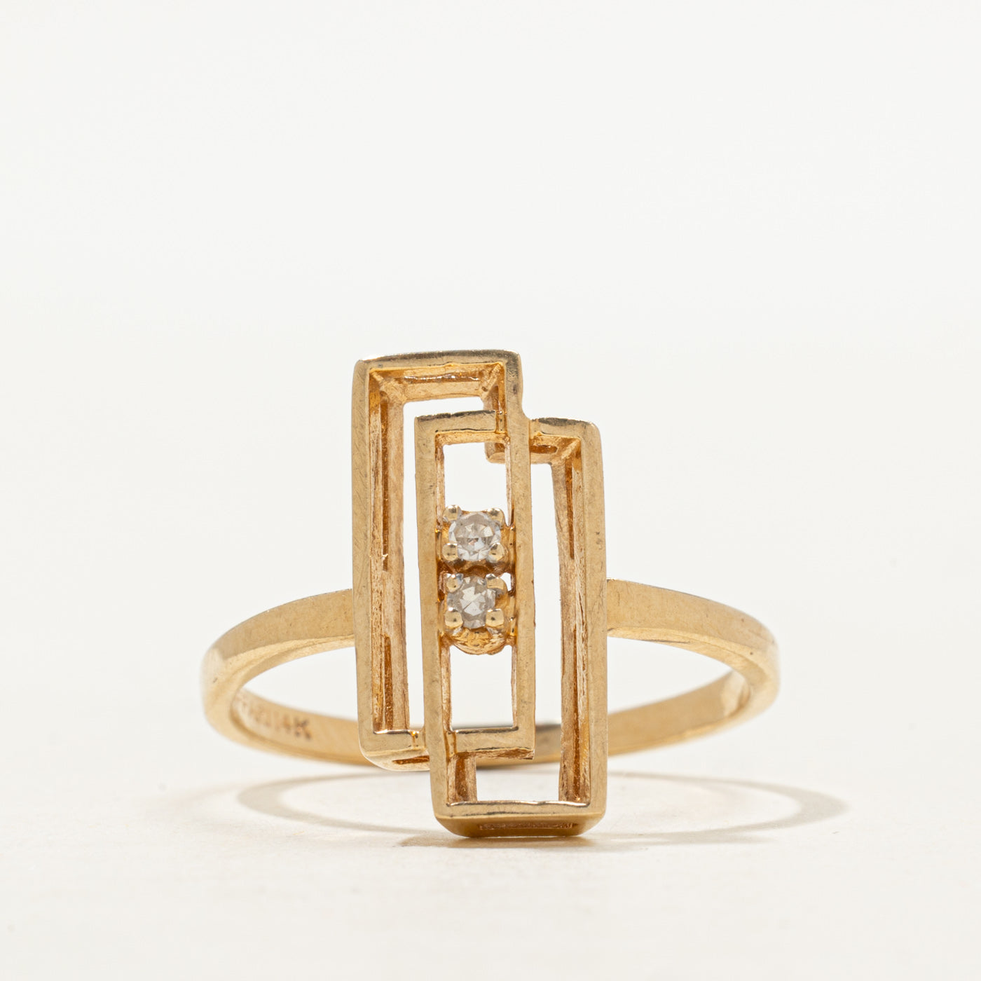 Bague géométrique deux diamants | Taille 8,5