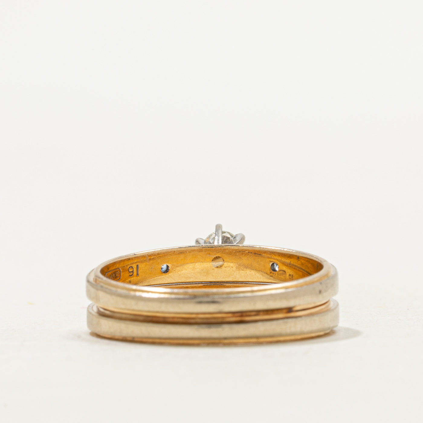 Alliances soudées en or bicolore avec diamants | Taille 6.0