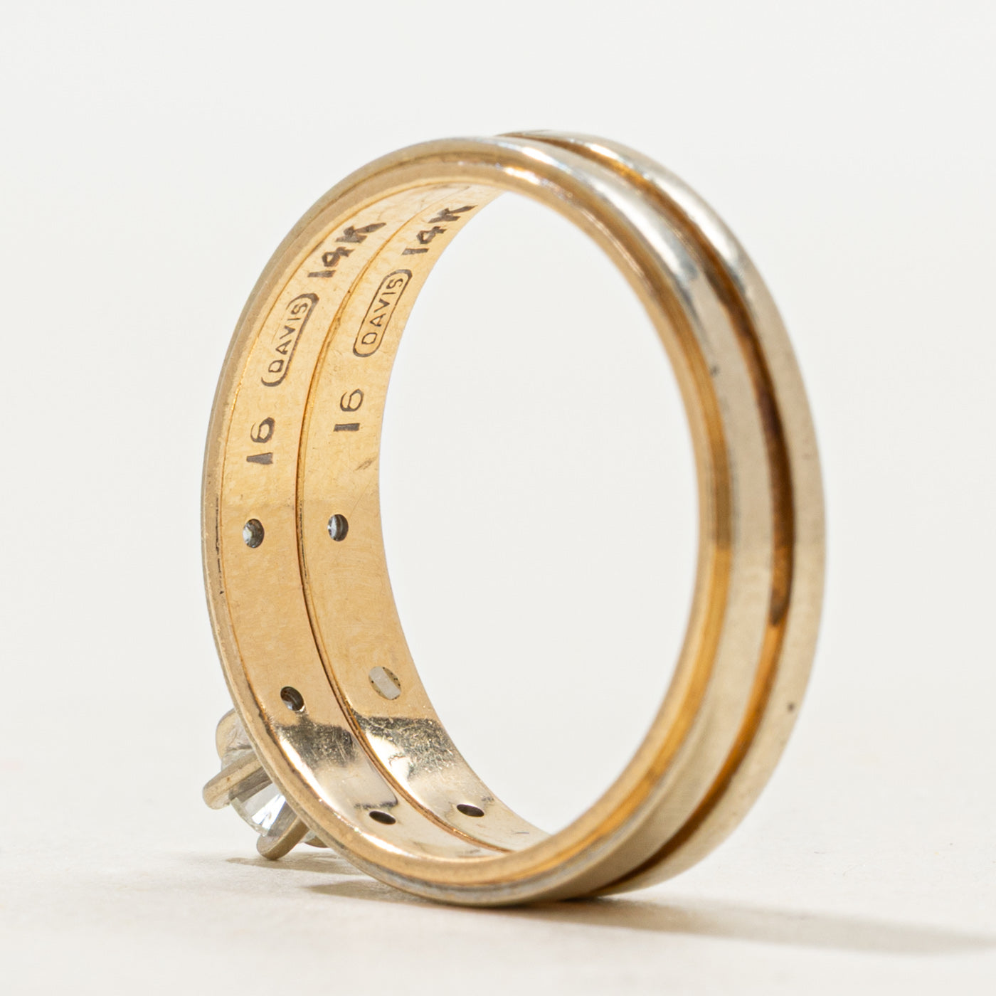 Alliances soudées en or bicolore avec diamants | Taille 6.0