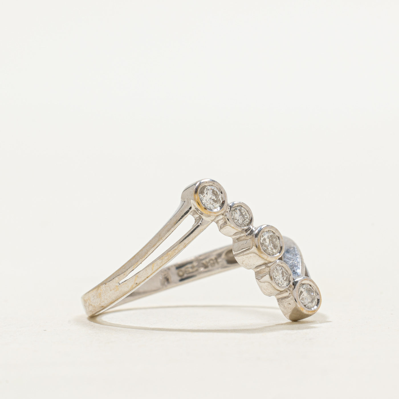 Bezel Set Diagonal Diamond Bypass Ring | 0.21ctw | SZ 6.5