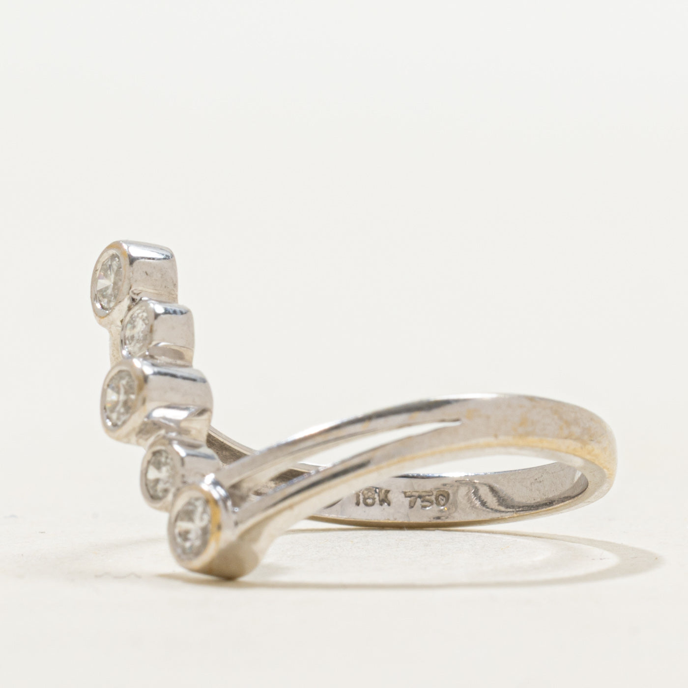 Bezel Set Diagonal Diamond Bypass Ring | 0.21ctw | SZ 6.5