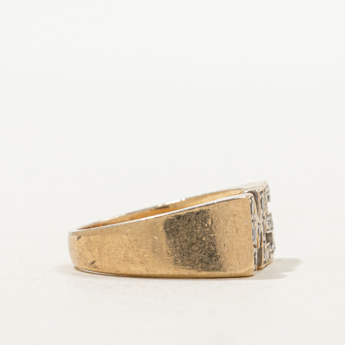 Bague chevalière en diamant avec initiale « MS » | Taille 4,75