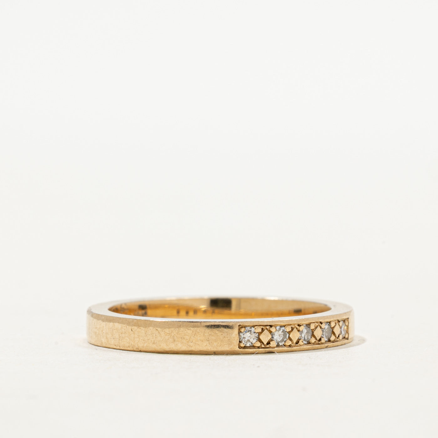 10k Five Stone Diamond Textured Band | 2.60mm | SZ 8.5