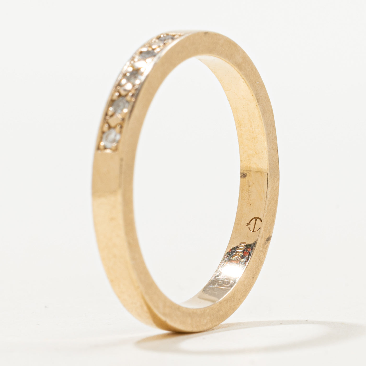 10k Five Stone Diamond Textured Band | 2.60mm | SZ 8.5