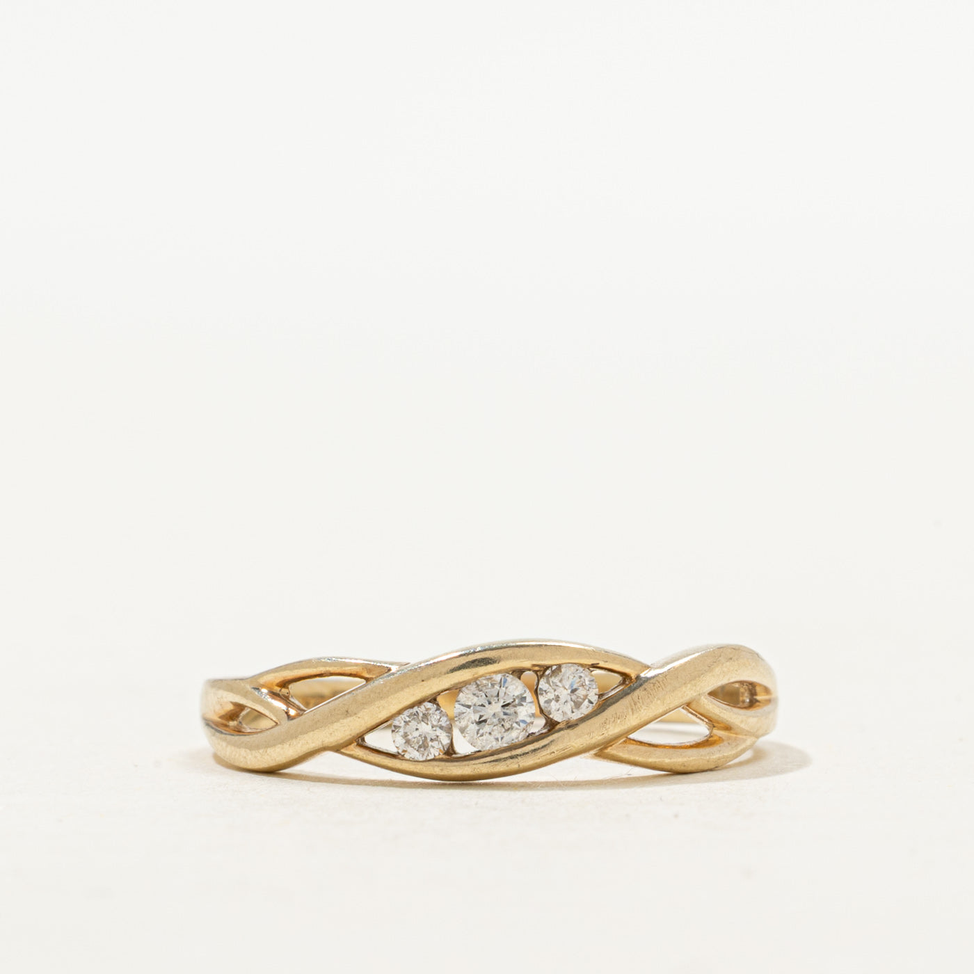 Three Stone Diamond Crossover Ring | SZ 7.5