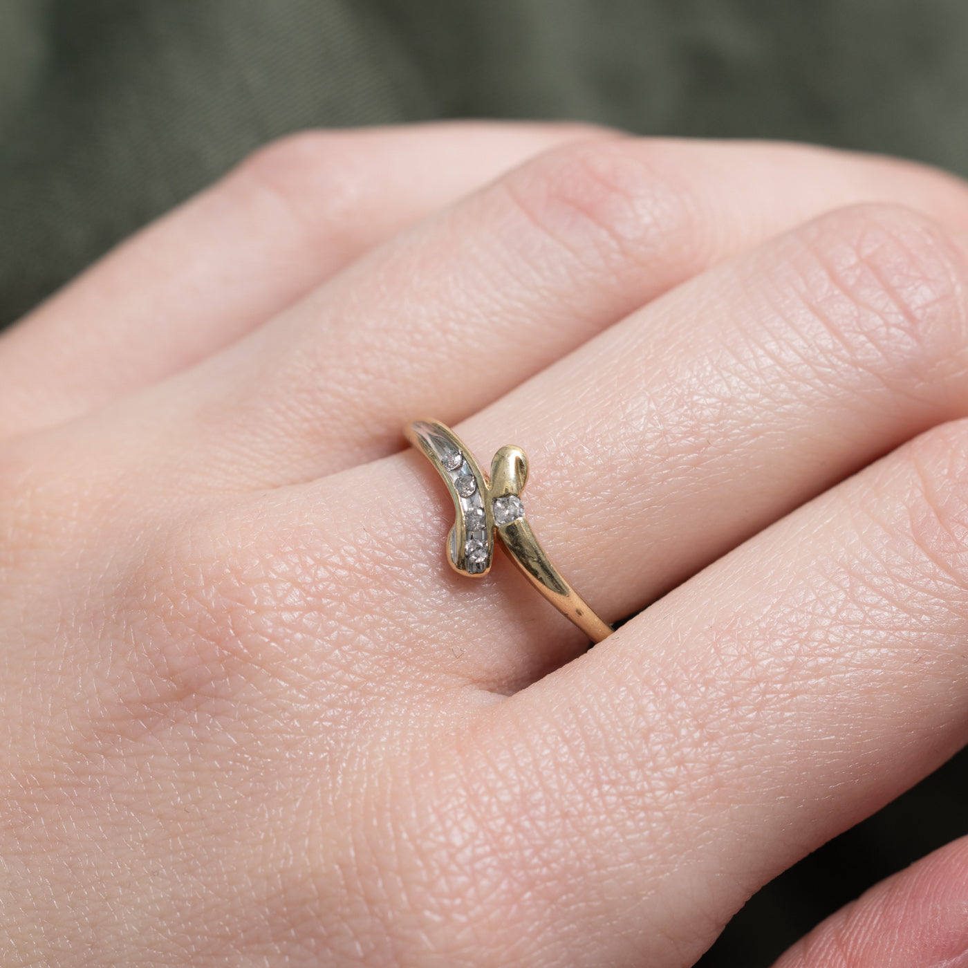 Channel Set Diamond Bypass Ring | SZ 7.25