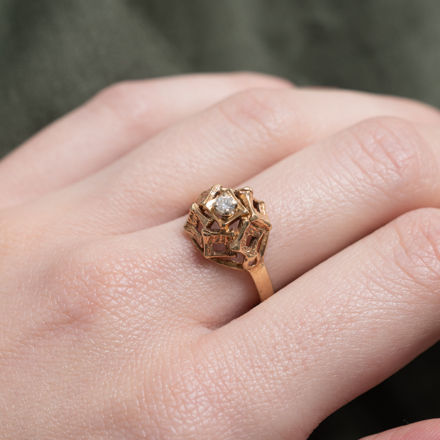 Bague géométrique ajourée à motif diamant | Taille 6,5