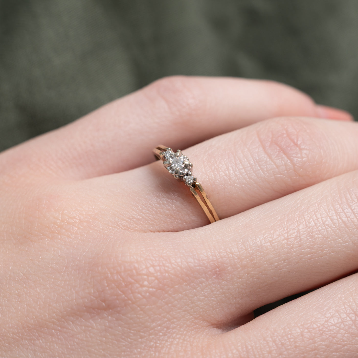 Bague à anneau fendu sertie de diamants illusion | Taille 6,5